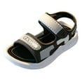 thumbnail image 1 of KaLI_store Toddler Girls Sandals Toddler Little Girls Sandals Open-Toe Adjustable Ankle Strap Summer Dress Shoes,Grey, 1 of 4