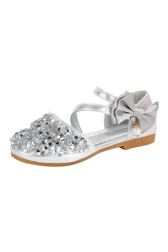 Toddler Sandals Girl Girls Sandals Toddler/Little Girl Summer Dress Shoes Open Toe Flat Sandals with Ruffle,Silver