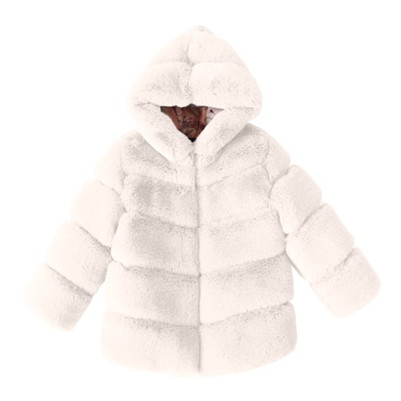 KaLI_store Toddler Winter Coat Girls Girls' Winter Coats Warm Parka Lined Puffer Jacket Thicken Hooded Coat White,7-8 Years