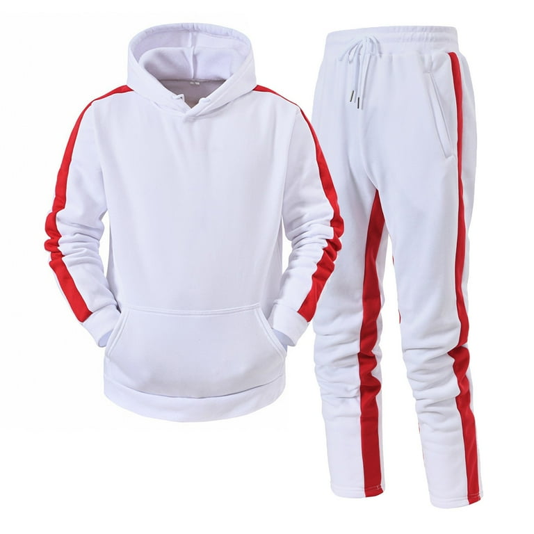 KaLI store Tracksuit Men Men s Track Suits 2 Piece Set Active Jogging Suits Long Sleeve Sweatsuits Casual Outfits White M Walmart