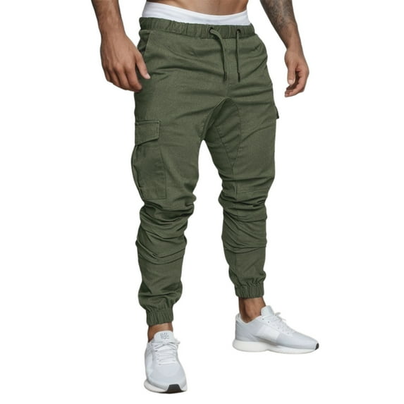 KaLI_store Trousers for Men Mens Fashion Pants Sweatpants Trousers Cargo Pants Mens Long Pants Green,L
