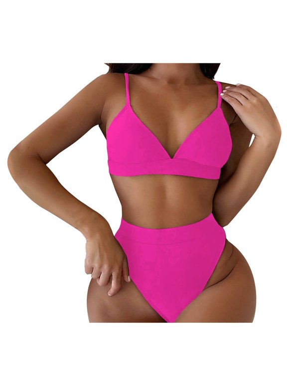 Tummy Control Swimsuits for Women Two Piece Blouson Tankini Swimsuits for Women Modest Bathing Suits Loose Fit Swimwear Hot Pink,S