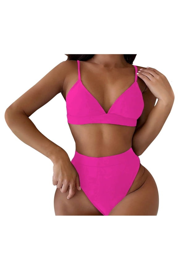 Tummy Control Swimsuits for Women Two Piece Blouson Tankini Swimsuits for Women Modest Bathing Suits Loose Fit Swimwear Hot Pink,S