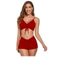 thumbnail image 1 of KaLI_store Tummy Control Swimsuits for Women Women's Mesh Striped High Waist Bikini Set Tassel Trim Top Halter Straps Swimsuit ,S, 1 of 5