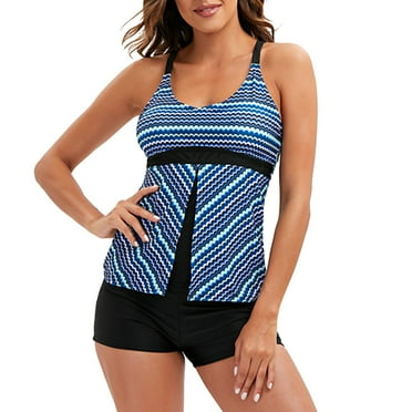 KaLI_store Tummy Control Swimsuits for Women Women's Underwire Bikini Floral High Leg Bikini Set V-Wired Two Piece Swimsuit Bathing Suit Blue,XXL