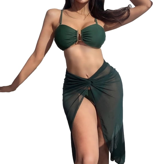 KaLI_store Two Piece Swimsuit for Women Tankini Bathing Suits for Women Two Piece Swimsuits Modest Tank Tops with Boy Shorts Loose Fit Swimwear Green,L