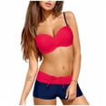 thumbnail image 1 of KaLI_store Two Piece Swimsuit for Women Womens Tankini Swimsuits Two Piece Tummy Control Bathing Suits with Shorts Modest Tank Tops Red,XXL, 1 of 5