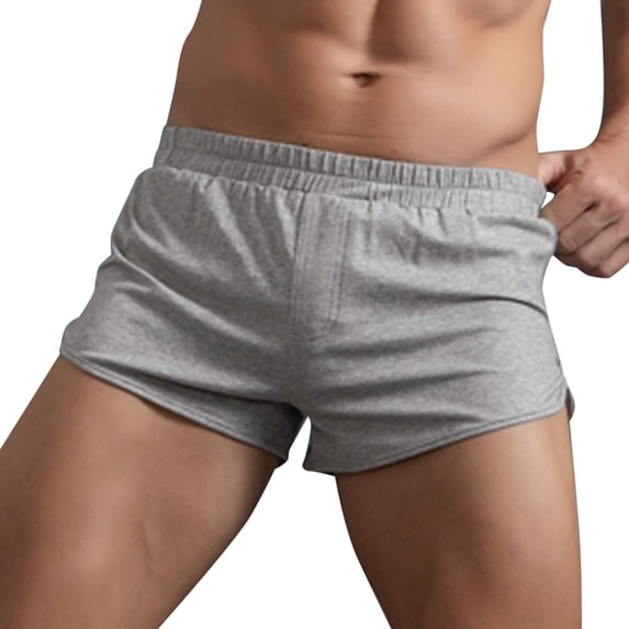 KaLI_store Underwear Mens Underwear Boxer Briefs Cotton Boxer Briefs for Men Open Fly Underwear Grey,XXL