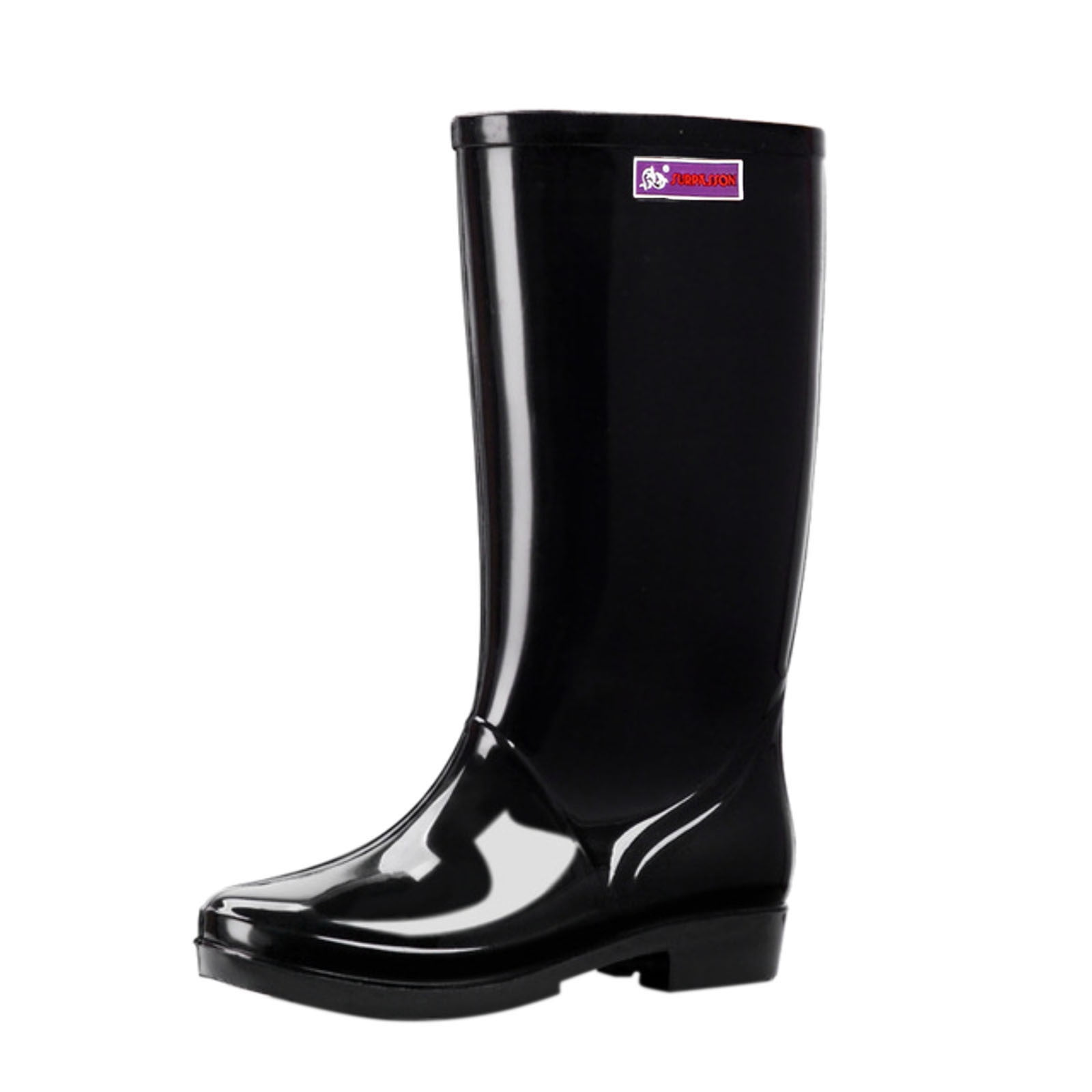 KaLI_store Water Shoes for Women Women Chelsea Platform Rain Boots Women Rubber Boots,Black