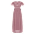 thumbnail image 1 of KaLI_store Wedding Guest Dresses for Women Women's Vintage Floral Lace Ruffle Half Sleeve Evening Party Formal Long Dress Pink,X-S, 1 of 4