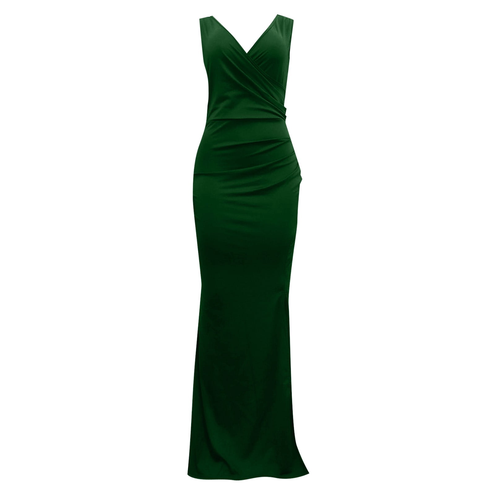 chinese dress ladies Lila Dark Green Knotted Front Soft Crepe Maxi Dress main image 1