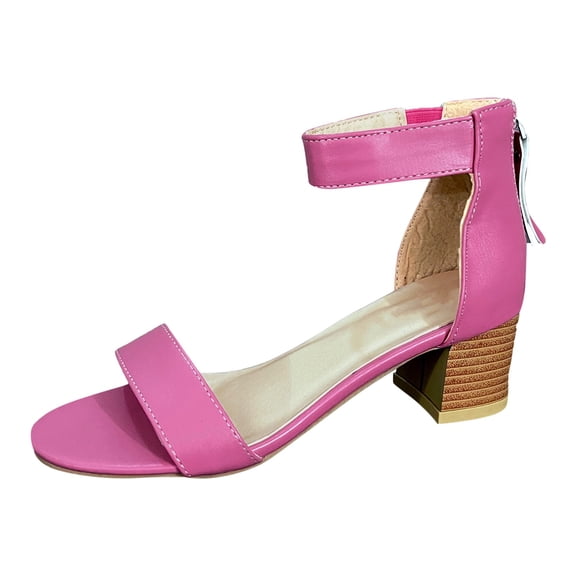 KaLI_store Wedge Sandals for Women Womens Heeled Sandals Braided Open Toe Backless Heels Slip on Strappy Block Heel Slides Sandal,Hot Pink