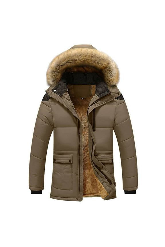 Winter Parka Men Mens Winter Coats Trench Parkas Winter Casual Solid Windbreaker Overcoat Coffee,XL