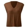 thumbnail image 1 of KaLI_store Winter Sweaters for Women Cable Sweater Vests for Women Fashion V Neckline Sleeveless Knitted Pullover Top Brown,XXL, 1 of 4