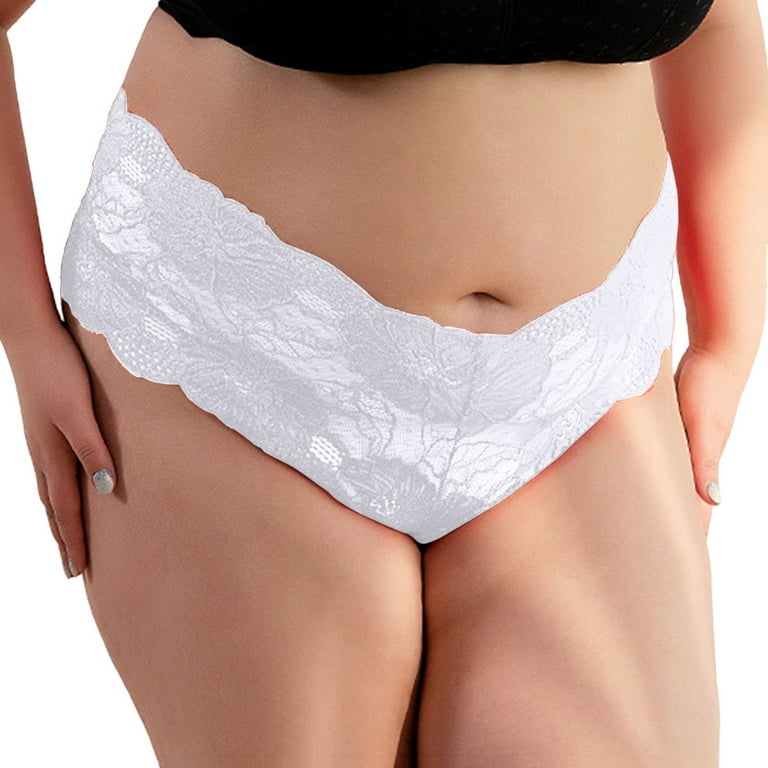 KaLI_store Women Underwear Women's Underwear Lacy Panties Lace Bikini  Hipster Silky Comfy Briefs White,4XL