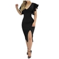 thumbnail image 1 of KaLI_store Women's Formal Dresses Women's Off Shoulder High Split Long Formal Party Dress Evening Gown Black,L, 1 of 5