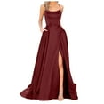 thumbnail image 1 of KaLI_store Women's Formal Dresses Women's Summer Formal Dresses Sleeveless Spaghetti Strap Ruched Body Wedding Guest Maxi Dress Z2-Wine,2XL, 1 of 5