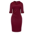 thumbnail image 1 of KaLI_store Women's Formal Dresses Women's Vintage Midi Dress Lace Embroidery Elegant A-Line Formal Dress with Pocket Red,M, 1 of 2
