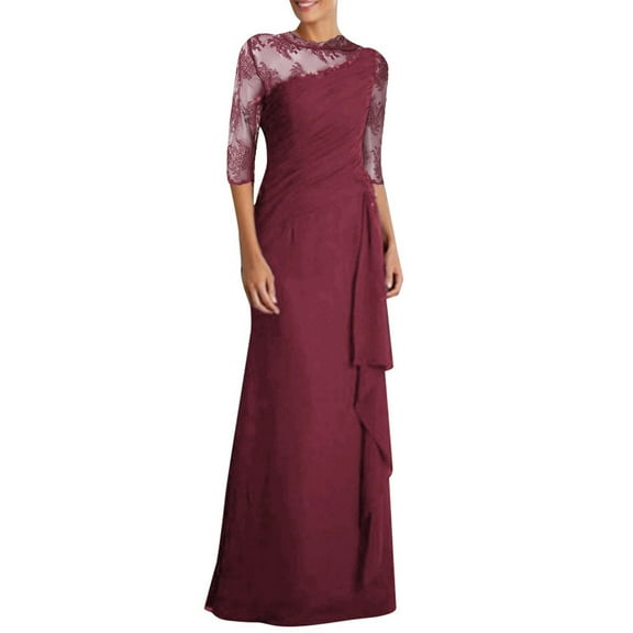 KaLI_store Women's Formal Dresses Womens Wedding Guest Dresses Elegant Wrap Maxi Dresses Summer Long Formal V Neck Dresses for Women Red,XXL