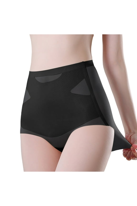 Women's Lingerie Women's High Waisted Cotton Underwear Soft Breathable Panties Stretch Briefs Black,L