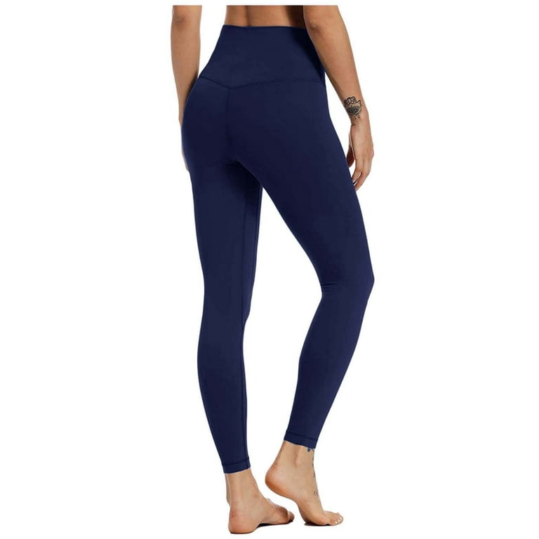 KaLI_store Women's Pants Women's Buttery Soft High Waisted Yoga Pants  Full-Length Leggings Navy,XS 