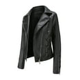 thumbnail image 1 of KaLI_store Women's Trench Coats Women Leather Casual Jacket, Fall and Spring Fashion Motorcycle Bike Coat Black,XXL, 1 of 5
