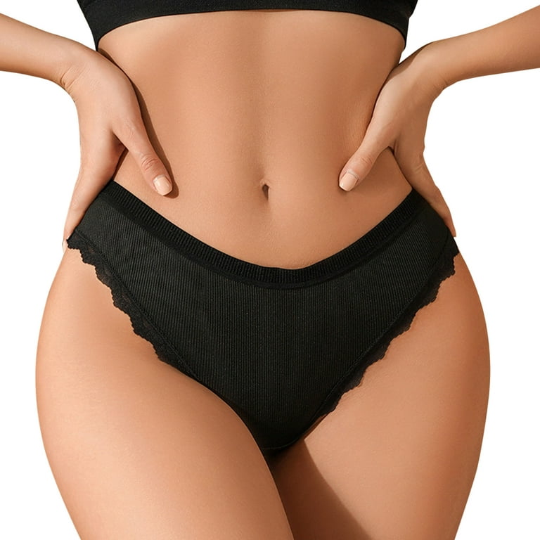 KaLI_store Women's Underwear Women's Seamless Underwear Panties Soft  Stretch Bikini Ladies Hipster Underwears Black,S 