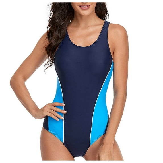 KaLI_store Womens Bikini Swimsuits Women's One Piece Swimsuit Tummy Control Cheeky High Cut Out Bathing Suit Backless Monokini Blue,XXL