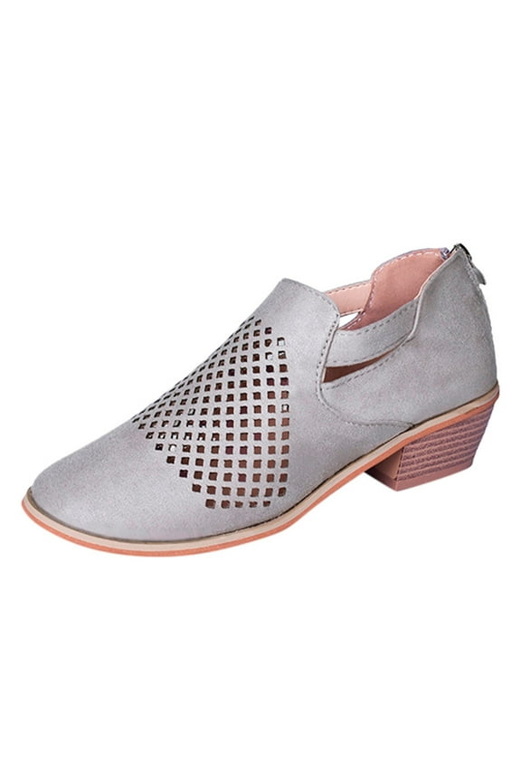 Womens Booties And Ankle Boots Women's Side Zip Low Platform Heel Ankle Booties Grey,10