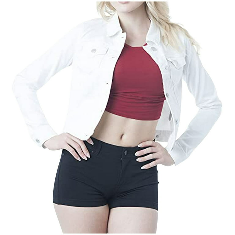 White cropped jean jacket cheap