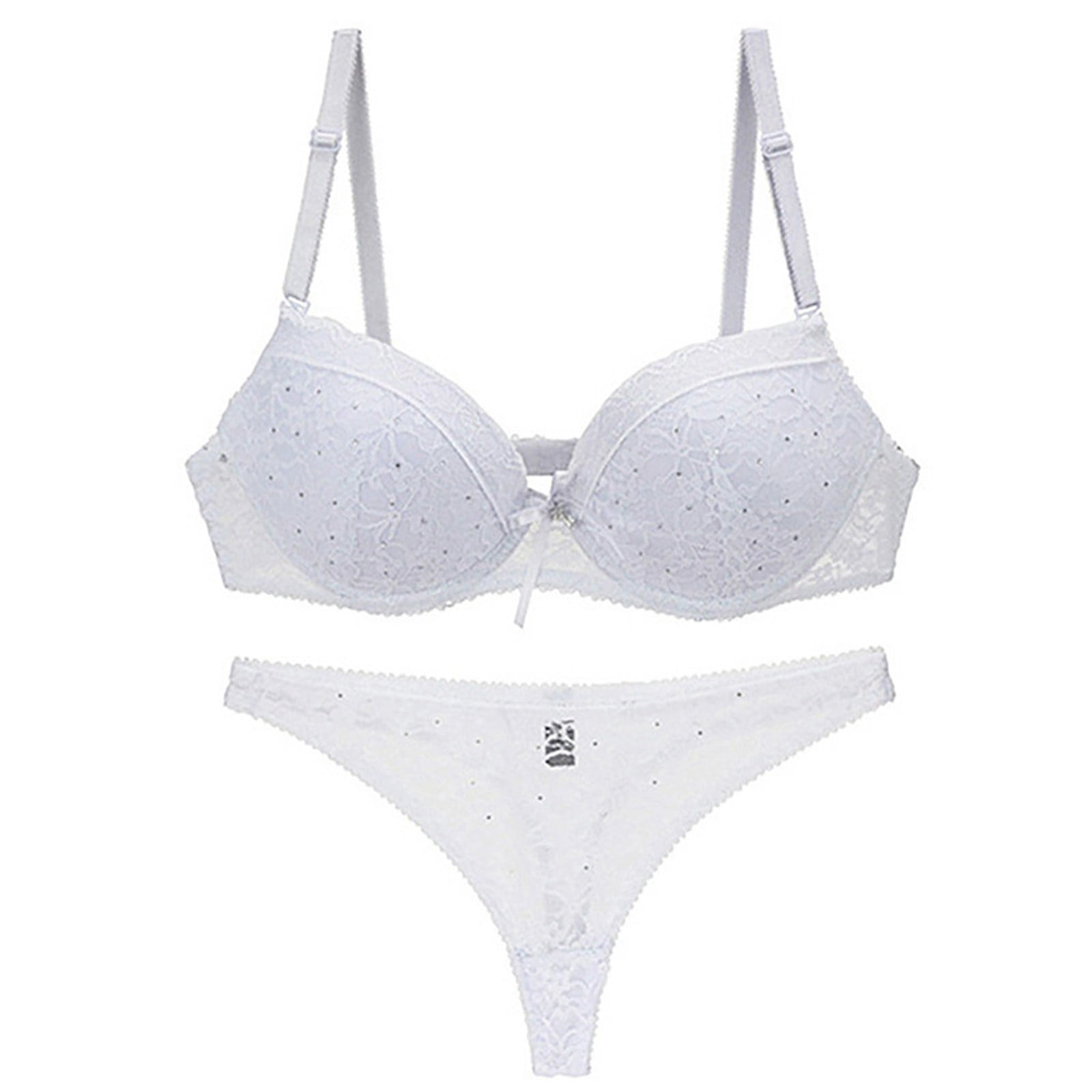Buy N-Gal Women's Floral Lace Racer Back Bra Underwear Lingerie Hipster  Panty Set - White Online