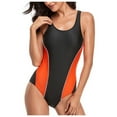 thumbnail image 1 of KaLI_store Womens One Piece Swimsuits Women's Crossover Ruched Skirt One Piece Swimdress Swimsuit Bathing Suit Orange,L, 1 of 5