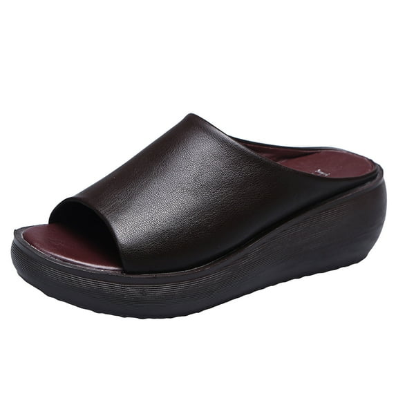 KaLI_store Womens Shoes Mules for Women Casual Summer Clog with Arch Support Shoes Slip On Sandals Comfy Wedge Shoes,Brown