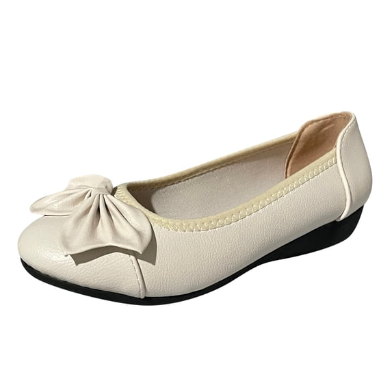 KaLI_store Womens Shoes Women's Casual Comfort Loafers Slip on Flat Shoes,Beige