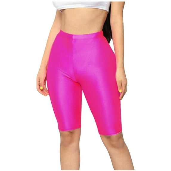 KaLI_store Womens Shorts for Summe Shorts for Women – High Waist Tummy Control Workout Yoga Running Compression Exercise Shorts Hot Pink,5XL