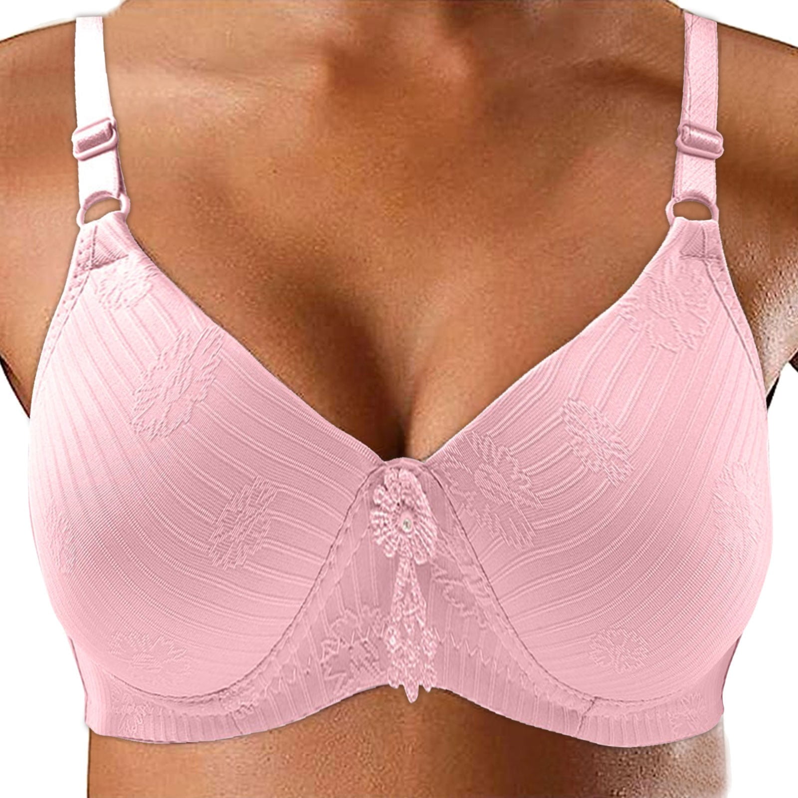 KaLI_store Womens Sports Bras Women’s Push Up Underwire Bra Super Padded  T-Shirt Bra Add Two Cups Pink,40