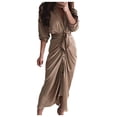 thumbnail image 1 of KaLI_store Womens Spring Dresses Women's Cute A Line Fit and Flare Flowy Short Dress Pleated Loose Swing with Knee Length Khaki,XXL, 1 of 5