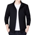 thumbnail image 1 of KaLI_store Work Jacket for Men Men's Lightweight Jackets Casual Laydown Collar Jacket Front-Zip Golf Jacket Black,L, 1 of 5