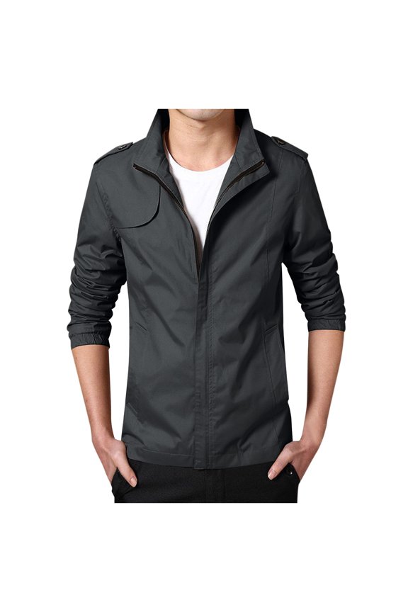 Work Jacket for Men Mens Outdoor Casual Jacket Lightweight Windproof Bomber Coat Black,XL