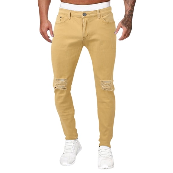 KaLI_store Work Pants for Men Men's Relaxed Straight Fit Lightweight Carpenter Jean Khaki,36
