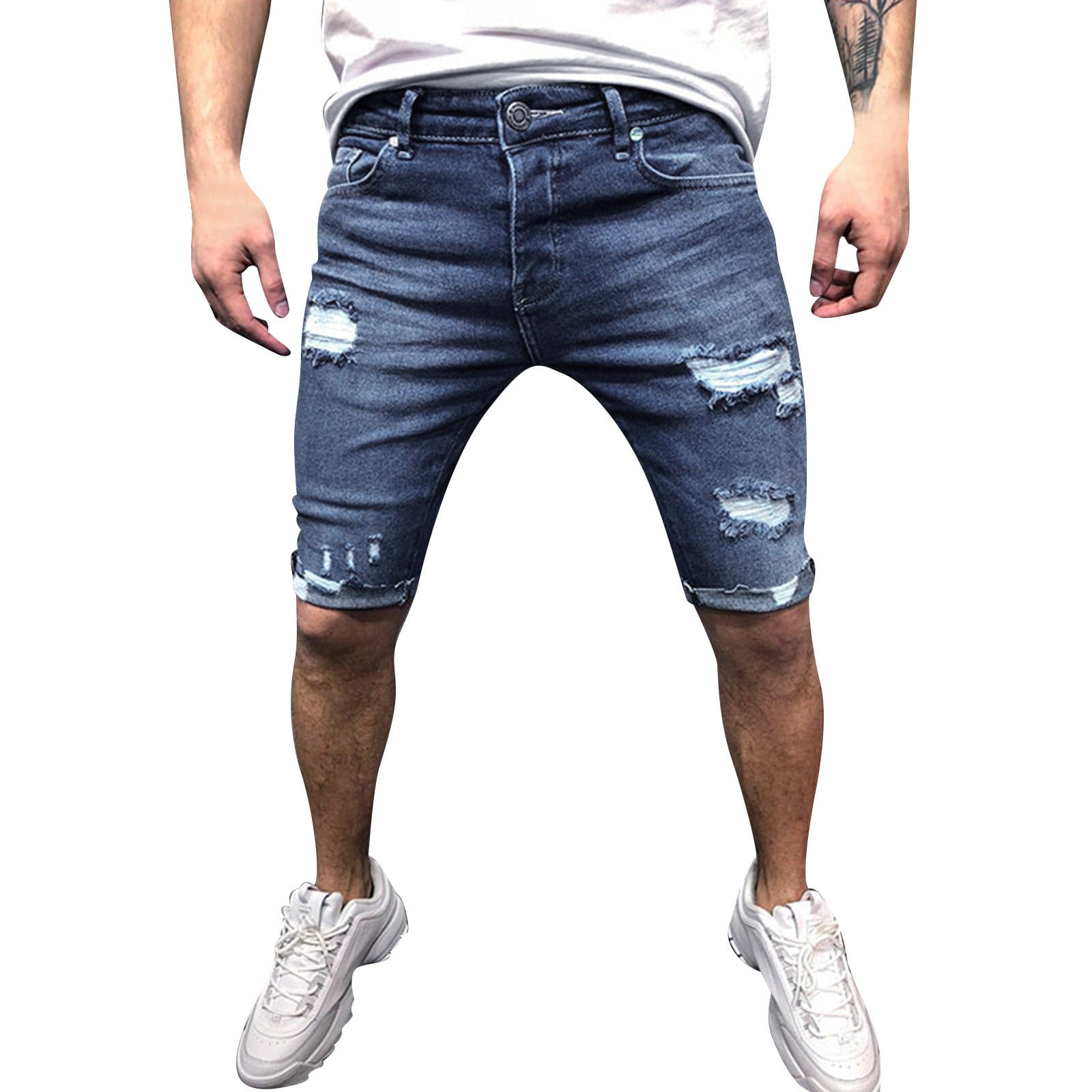 KaLI_store Work Pants for Men Men's Ripped Jeans Relaxed Fit