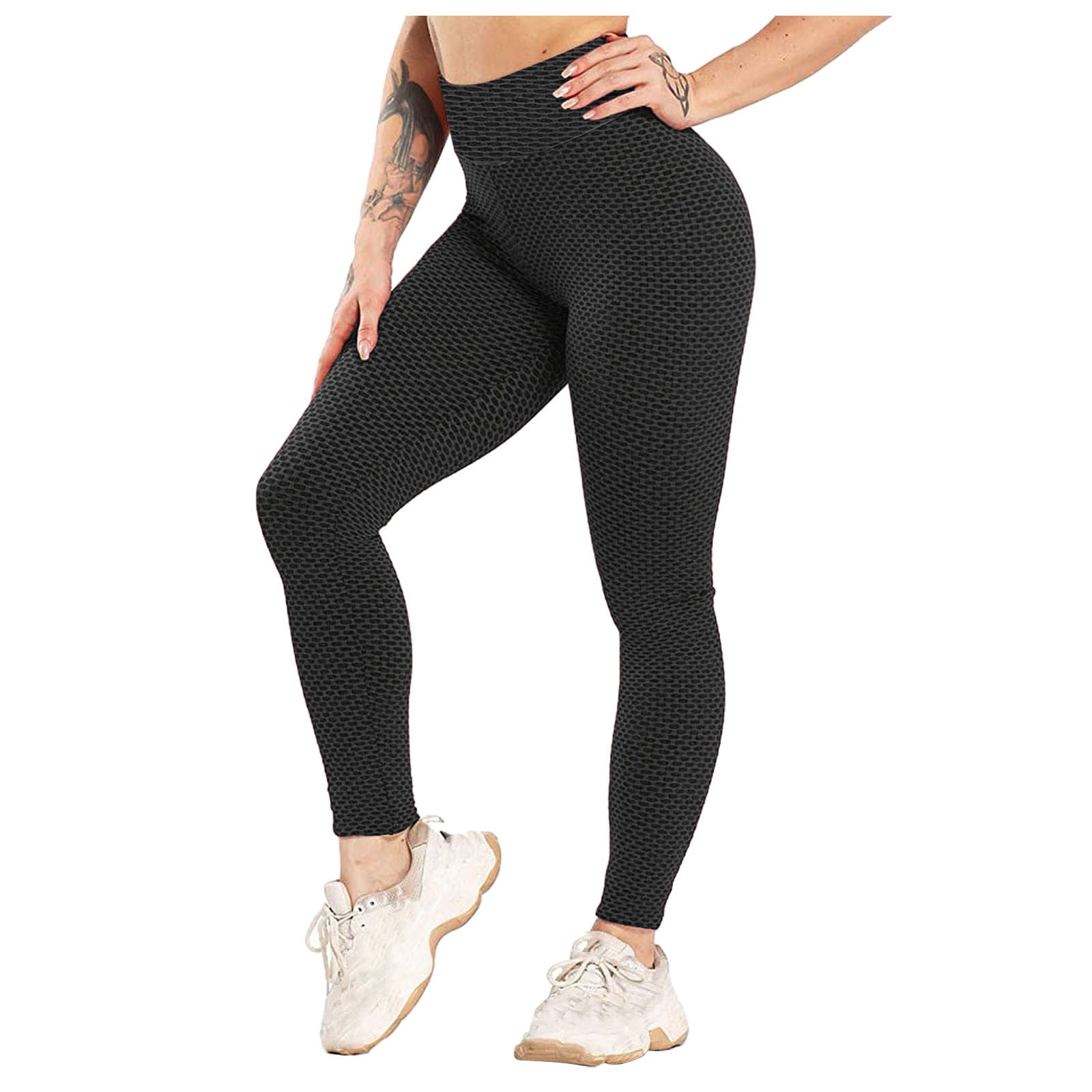 KaLI_store Work Pants for Women Leggings for Women Non See Through-Workout  High Waisted Tummy Control Running Yoga Pants Black,M 