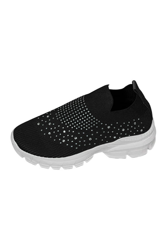 Work Shoes Women Womens Walking Shoes Running Shoes Workout Lightweight Breathable Slip on Sneakers Black,6.5