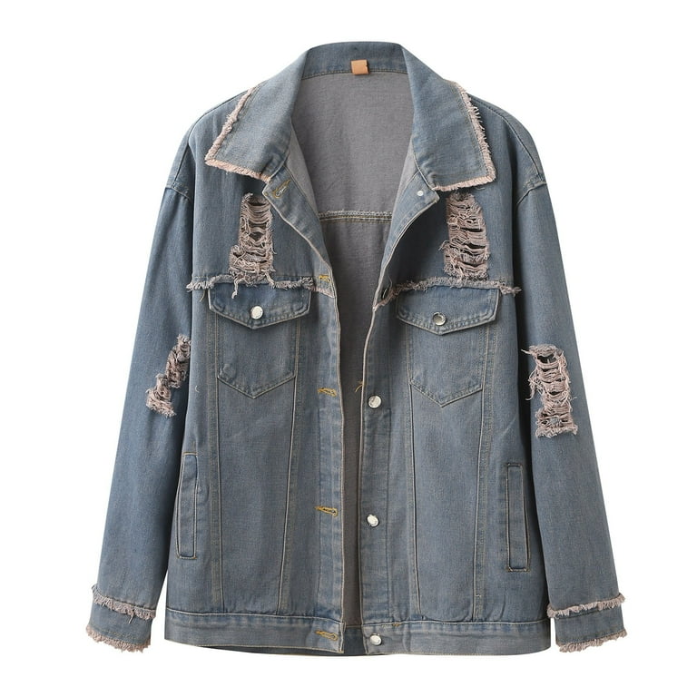 KaLI store Workout Jackets for Women Denim Jacket for Women