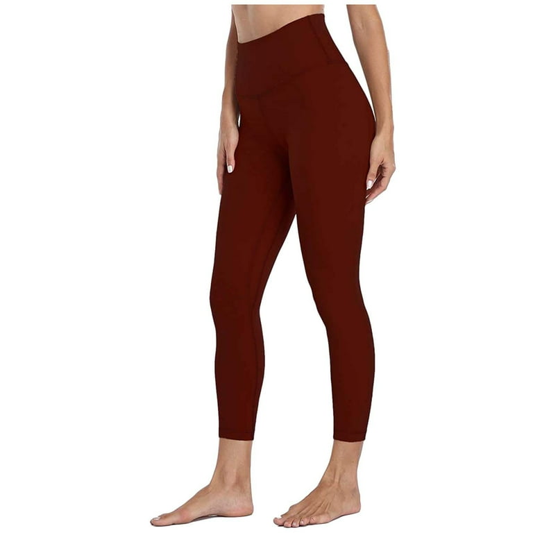 KaLI_store Yoga Pants High Waisted Leggings for Women - Buttery Soft Second Skin  Yoga Pants Red,XL 
