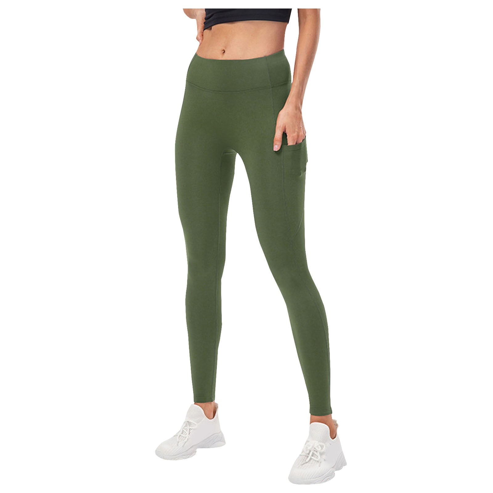 KaLI_store Yoga Pants Women Women's Scrunch Lift Leggings Seamless Tights  Squat Proof Tummy Control Yoga Pants Army Green,S 