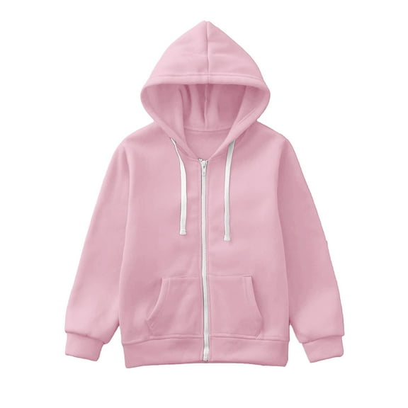 KaLI_store Zip up Hoodie Kids Hooded Sweatshirts for Boys Girls Toddlers Hooded Full Zipper Jacket Shirt Pink,6-7 Years