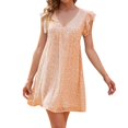 thumbnail image 1 of KaLI_store for Women Women's Summer Dress Wrap Maxi Dresses Ruffle Sleeve Round Neck Mini Dress Pink,S, 1 of 5