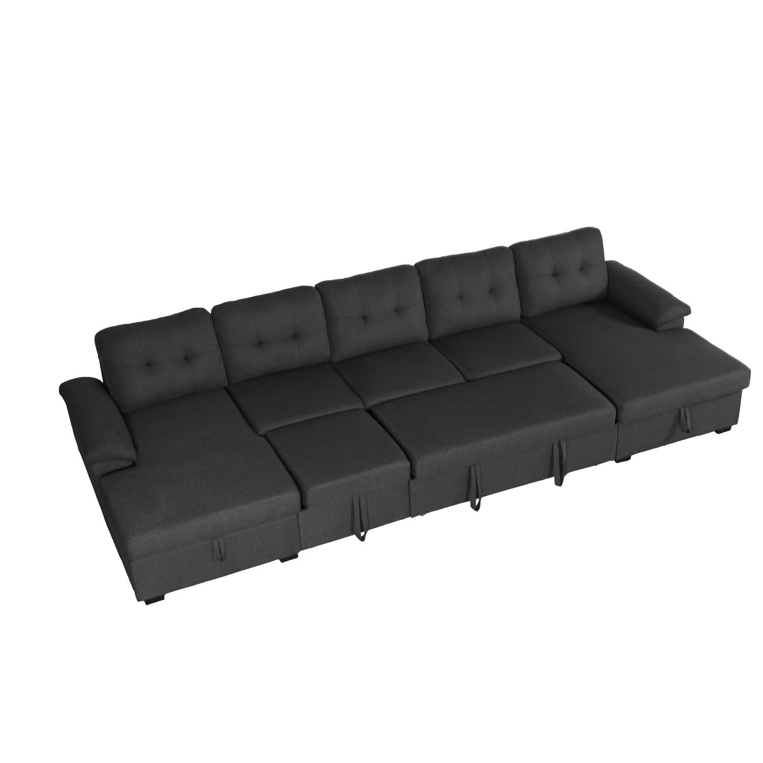 KaMic 147" x 59"?5Seats UShaped?Sleeper Sectional Sofa Bed with