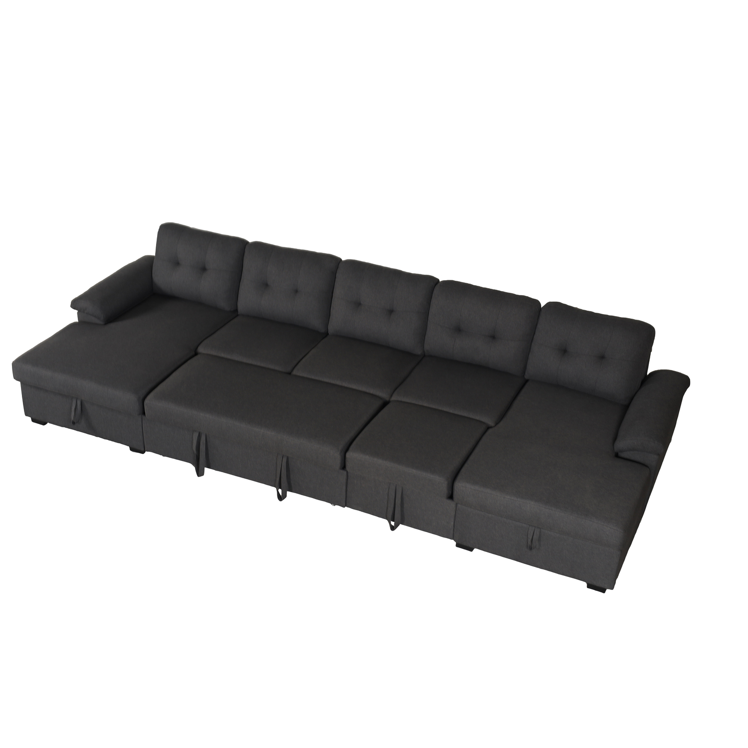 KaMic 147" x 59"?5Seats UShaped?Sleeper Sectional Sofa Bed with